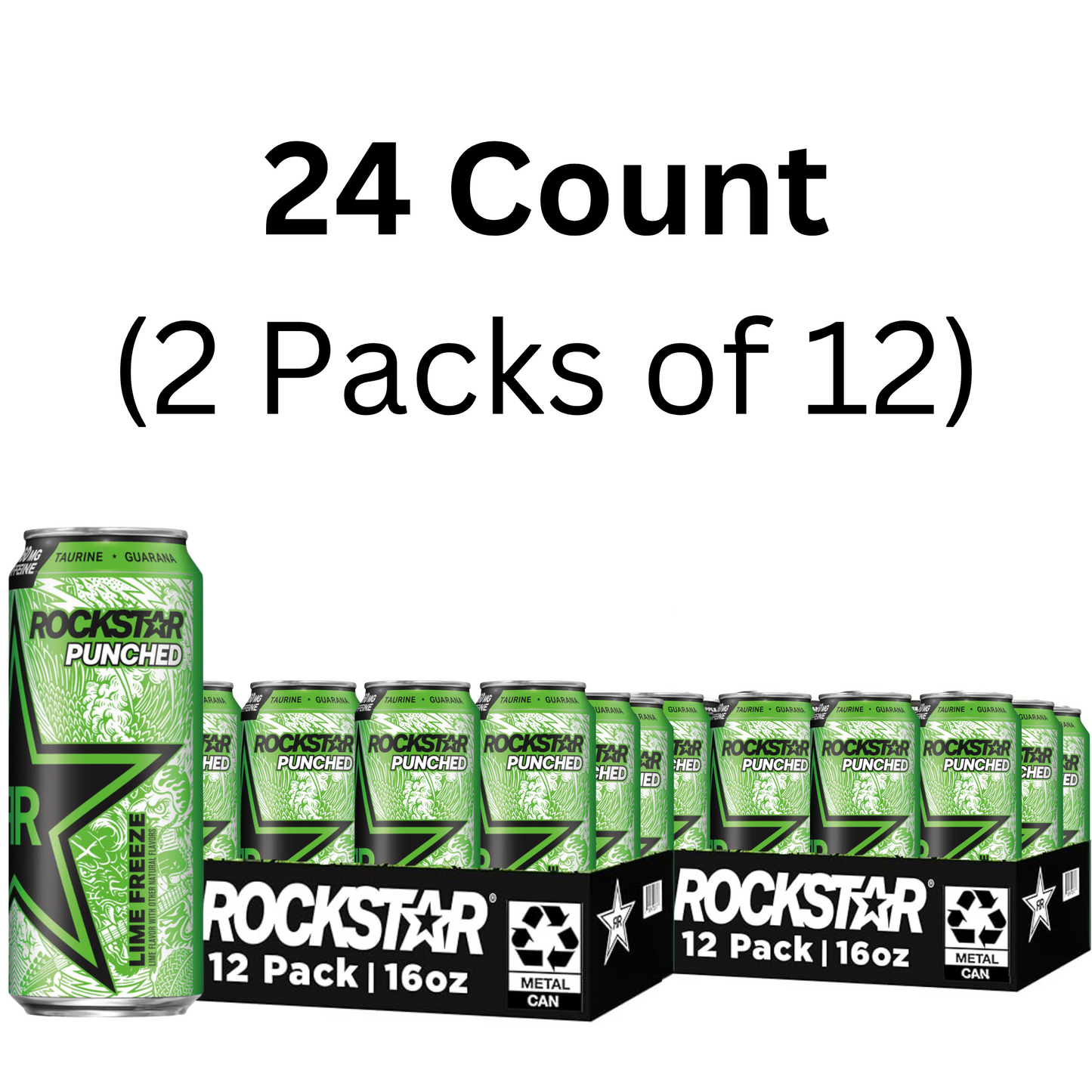 Rockstar Punched Lime Freeze, 16 oz Can, 24-Pack (2 Cases of 12)