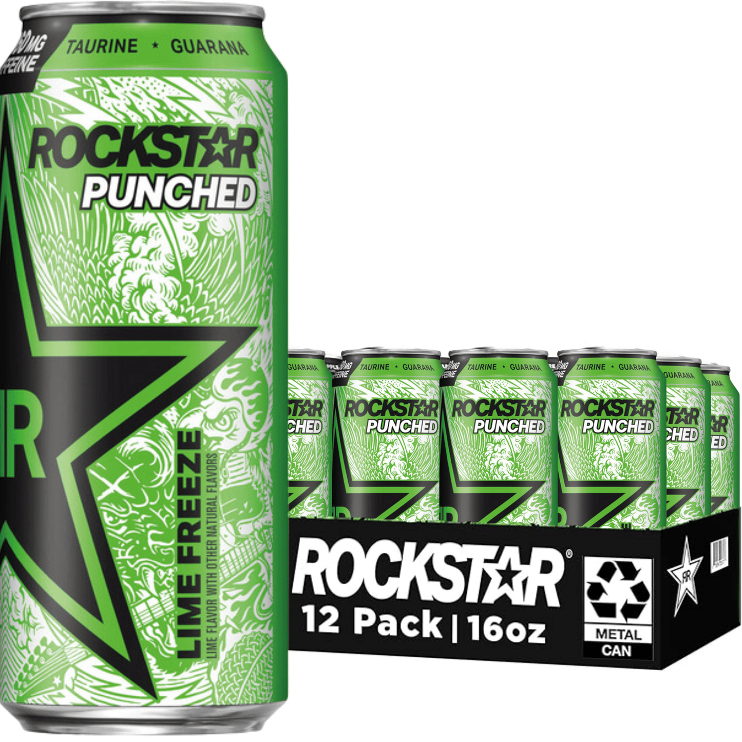 Rockstar Punched Lime Freeze, 16 oz Can, 12-Pack