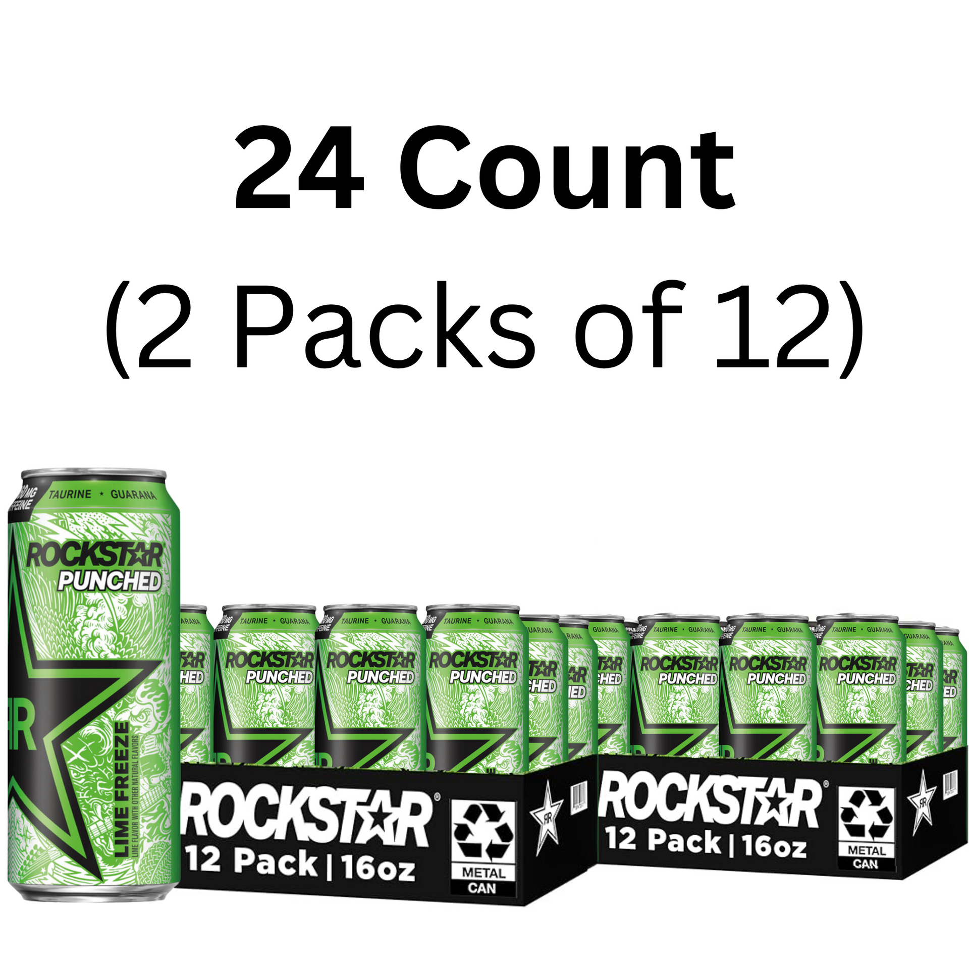 Rockstar Punched Lime Freeze, 16 oz Can, 24-Pack (2 Cases of 12