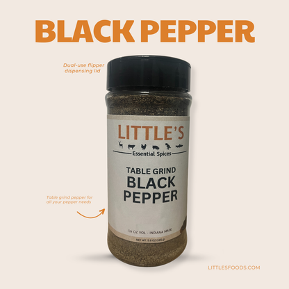 Little's Table Grind Black Pepper, 5.8 OZ Big Bottle